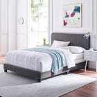 Modway Celine Channel Tufted Performance Velvet Full Bed - Grey-Assembly Required