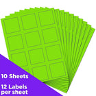 JAM Paper Square Address Labels, 2 x 2, Neon Green, 240 Pack-Neon Green