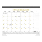 Blueline 2026 Gold Monthly Desk Pad Calendar - 22" x 17" - Bilingual-12-Month: January 2026 to December 2026