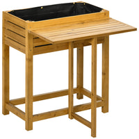 Outsunny Raised Garden Bed with Folding Side Table-Suitable for patios, decks, balconies for gardening with herbs, and flowers

