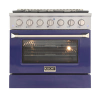 Kucht 36" KNG Series Pro Style Propane Gas Range - Stainless Steel/Blue-Cook and bake like a pro with the extra-large convection oven that offers 4.2 cu. ft. of capacity, a 5-rack configuration, and an extra-large viewing window