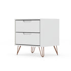 Manhattan Comfort Rockefeller 20.08" Mid-Century Modern 2-Drawer Nightstand - White-17.62" L x 20.08" W x 21.65" H
