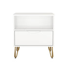 Manhattan Comfort Avira 20" Mid-Century Modern 1-Drawer Nightstand - White-Clean, modern nightstand with a smooth laminate finish for a warm, natural look