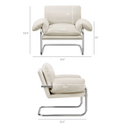 Modway Ansel Performance Velvet Accent Chair - Alabaster-Polished Stainless Steel Frame