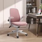 Vinsetto Breathable Rocker Office Chair with Liftable Armrests - Pink-Linen style fabric is breathable, free you from trouble about sweating