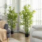 HOMCOM 5' Artificial Bamboo Tree in Pot - Green - 2 Pack-This plant includes 924 leaves which bring a natural feeling to your room 