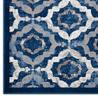 Modway Kalinda Rustic Vintage Moroccan Trellis Area Rug - 5 ft W x 8 ft L - Beige Moroccan Blue/Ivory-100% Soft Heat-Set Polypropylene