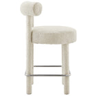 Modway Toulouse Boucle Fabric Counter Stool - Ivory Silver-Assembly Required