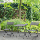 Outsunny 3 Pcs Rattan Outdoor Bistro Set - Grey-Made from the solid steel frame and robust PE rattan in exquisite craftsmanship  

