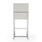 Manhattan Comfort Element 16.34" Modern Faux Leather Upholstered Counter Stool - Pearl White and Polished Chrome - 3 Pack-21.3" L x 23" W x 37.2" H