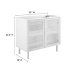 Modway Calla 36" Perforated Metal Bathroom Vanity Cabinet - White-Wood Grain Laminate