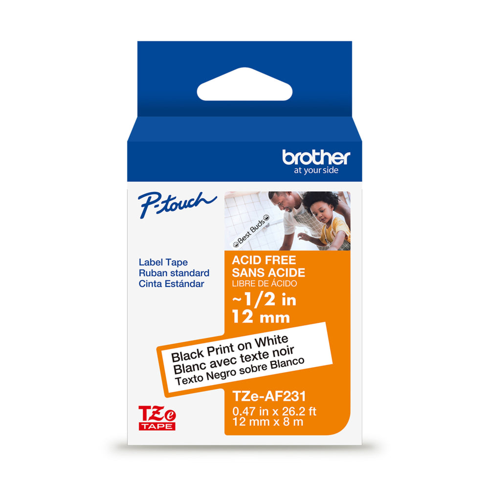 Brother TZeAF231 Acid-Free Label Tape - 12 mm wide x 8 m long