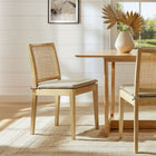 Modway Ovard Wood and Rattan Dining Chair - Natural-Removable Padded Cushion