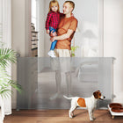 PawHut Retractable Dog Gate Extends Up to 55" Wide, 34" Tall, Grey-No threshold design prevents tripping hazards
