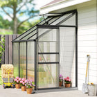 Outsunny 6' x 4' Aluminium Lean-to Greenhouse with Adjustable Roof Vent - Dark Grey- Aluminium alloy frame is solid for long-term use 
 