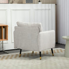 HOMCOM Modern Accent Chair with Wide Lounge Seat - Steel Legs - Button Tufted for Bedroom - Cream White-Overall Dimensions: 28.3" W x 27.6" D x 31.5" H (72 x 70 x 80 cm)
