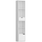 HOMCOM 6-Tier Tall Narrow Bookcase with Drawer and Door - White-Features four open shelves, a drawer and a cupboard for versatile organization 