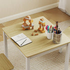 Qaba Kids Table & Chairs Set, Toddler Table & 2 Chair Set for Activity, Art, Craft, Reading for 3-8 Years - Natural-Chairs tuck neatly under the table, offering a smart space-saving solution
