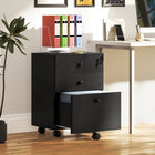 HOMCOM 3-Drawer Filing Cabinet with Lock, Mobile - Black-Top lock for security, with two keys included
