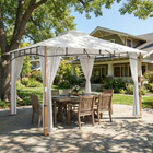 Outsunny 10 ft W x 12 ft L Patio Gazebo - Double Roof Gazebo Canopy Shelter - Cream-Its 180g polyester canopy offers UV 50+ sun protection and is water-repellent