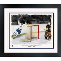 Frameworth Darryl Sittler Toronto Maple Leafs 50th Anniversary 10-Point Game - Framed Print - 26" W x 22" H-Officially licensed by the NHL commemorating the 50th anniversary of Darryl Sittler's February 7 1976 record of 6 goals and 4 assists for 10 points in a single NHL game