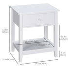 HOMCOM Modern 13.8" Nightstand - White-Spacious top and lower shelves offer room for decorations and other items