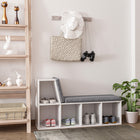 HOMCOM Bookshelf with Reading Nook - Grey-Suitable for living room, bedroom, study, and office
