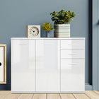 HOMCOM 41.75" L High Gloss Sideboard with 2 Drawers and 3 Doors - White-Storage space with 2 drawers and 2 door cabinets 
