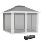 Outsunny 11 ft W x 11 ft L Pop-Up Gazebo with Double Roof Carrying Bag - Dark Grey-Our pop-up canopy features a sturdy steel frame that easily folds for quick, effortless setup and tear-down