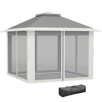 Outsunny 11 ft W x 11 ft L Pop-Up Gazebo with Double Roof Carrying Bag - Dark Grey-Our pop-up canopy features a sturdy steel frame that easily folds for quick, effortless setup and tear-down