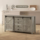 HOMCOM Farmhouse 59.8" L Sideboard Buffet Cabinet with Storage - Distressed Light Grey-Four drawers keep tableware organized and tabletop for small appliances