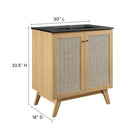 Modway Soma 30" Bathroom Vanity - Oak/Black-Adjustable Shelf