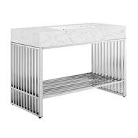 Modway Gridiron 48" Bathroom Vanity - White/Silver-Modern Bathroom Vanity