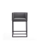 Manhattan Comfort Embassy 20.5" Mid-Century Modern Faux Leather Upholstered Counter Stool - Grey and Black-Simplistic Tight Back Chair Design