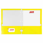 JAM Paper Laminated Glossy 3 Hole Punch Two-Pocket School Folders - Yellow - 6 Pack-Size: 9.25 x 11.5 inches l Easily fits 8.5" x 11" documents