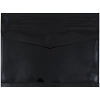 JAM Paper Plastic Envelopes with VELCRO Brand Closure, 2 Expansion, Letter Booklet, 9.75 x 13, Black Poly, 12 Pack (218V2BL)-Black