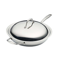 Tramontina Signature 12.5" Tri-Ply Clad Stainless Steel Wok - Induction Ready-Tri-ply clad construction ensures precise heat distribution and superior performance