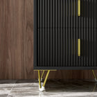 HOMCOM Nightstand with Metal Legs for Bedroom - Black-Assembly is required