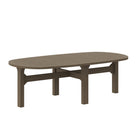 Modway Saratoga Oval Outdoor Patio Teak Wood Coffee Table - Weathered Grey-7