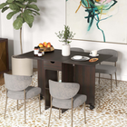 HOMCOM Drop Leaf Folding Dining Table with Drawer & Storage Shelves for 4-6 - Dark Brown-Large tabletop provide enough space for up to four people