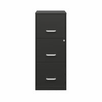 Hirsh 3-Drawer Vertical File Cabinet with Lock - Black-Drawers accommodates letter-size hanging file folders