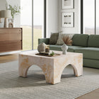 Modway Valen Indoor/Outdoor Patio Arched Concrete Coffee Table - Honey Onyx-Non-Marking Leveling Feet