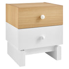 Modway Nolia 2-Drawer Colour Block Nightstand - Oak White-Two-Tone Nightstand with Colour Block Design
