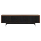 Hudson&Canal Whitman TV Stand for TV's up to 75" - Satin Walnut/Black Grain-A transitional design accommodates TVs up to 75" for your entertaining space