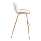 Zuo Desi Barstool - White/Gold - Set of 2-3 year limited warranty