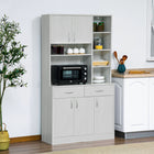 HOMCOM 71" H Modern Kitchen Buffet Cabinet with Hutch and Storage - White-Open countertop for storing your microwave oven, toaster, coffee maker 