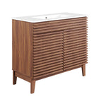 Modway Render 36" Bathroom Vanity - Walnut/White-Fixtures Not Included