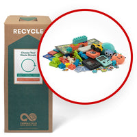 TerraCycle Toys - Zero Waste Box - Large-Recycle any brand used toys including, non-rechargeable electronic toys, controllers, games, players, sound books, remote control vehicles, and electronic stuffed animals without batteries; toy pieces, cards, dice, game boards, packaging from board games, baby toys, building sets, stuffed animals, puzzle pieces, game pieces, action figures, and toys made of 100% wood.