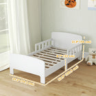 Qaba Bed Frame with Safety Side Rails for Kids - White-Low-to-ground design promises safe, independent climbing on and off
