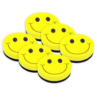 Ashley Productions Magnetic Whiteboard Eraser - Smile Face - 6 Pack-Attractive whiteboard eraser for classroom decoration